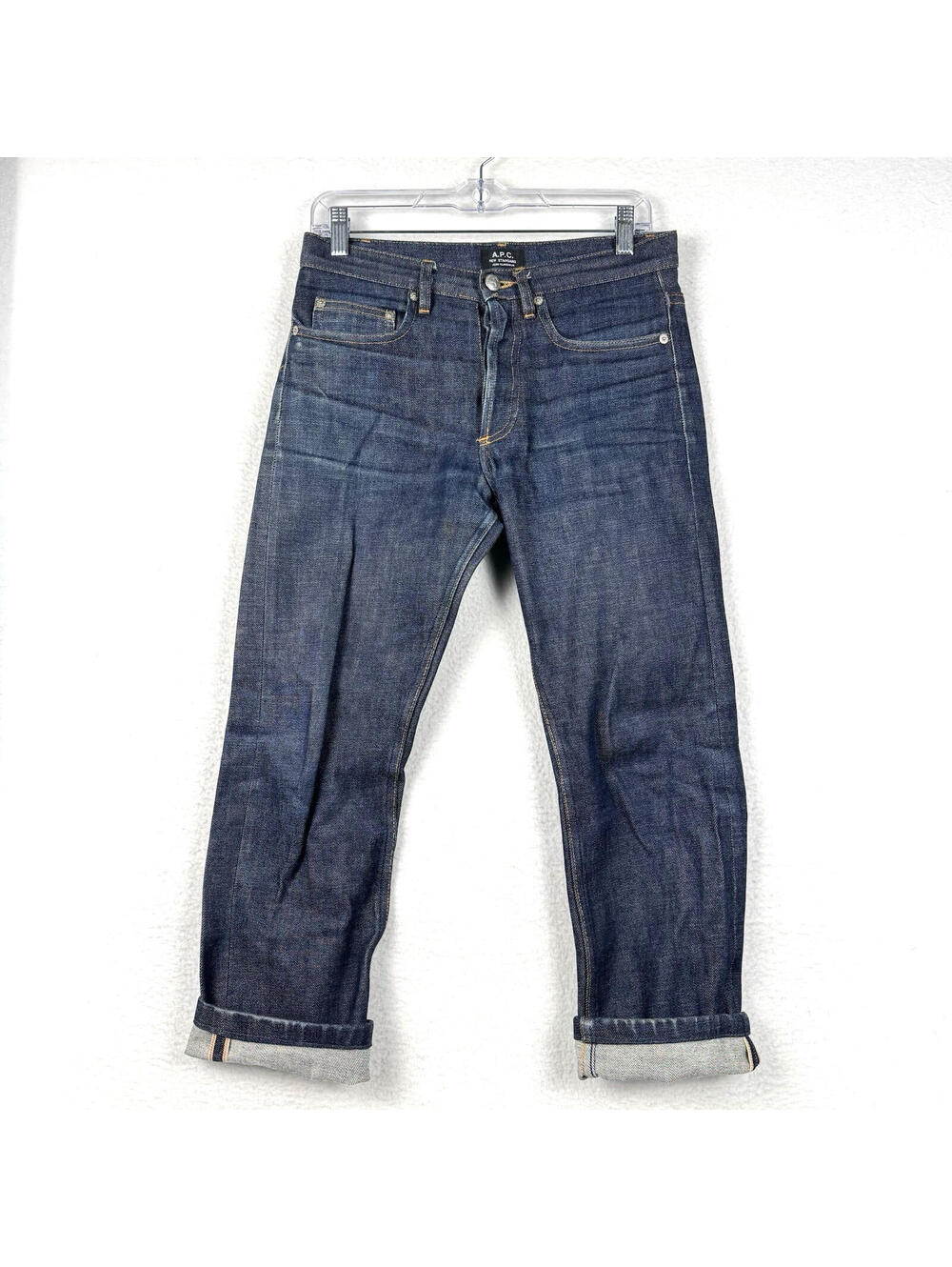 APC Selvedge Denim Button Fly Jeans Womens Size 27x26 Hemmed Whisker Honey Comb